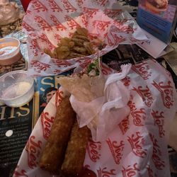 Hey Joe's - My wrap with tater sticks and the fried dill pickles