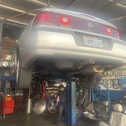 This was them lifting my car up checking the rack and pinion leak that I had. They also found I had a snapped tire rod. This was them lifting my car up checking the rack and pinion leak that I had. They also found I had a snapped tire rod.