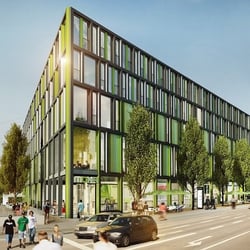 Mona - Das neue Moosacher Nahversorgungszentrum. 
Ein Mix aus modernem Bürogebäude, Praxen, attraktiven Einzelhandels- und Gastronomie