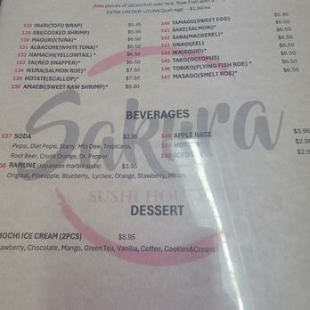 Sakura Sushi House - Menu July 2025 - Sushi Bars Near Me - Willows, California
