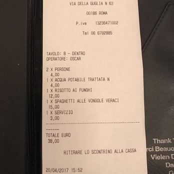 Osteria Oscar a Montecitorio - Our check. Proof of the unreasonable charges. Read my review for more! - Brasseries Near Me - Rome, RM Osteria Oscar a Montecitorio - Our check. Proof of the unreasonable charges. Read my review for more! - Brasseries Near Me - Rome, RM