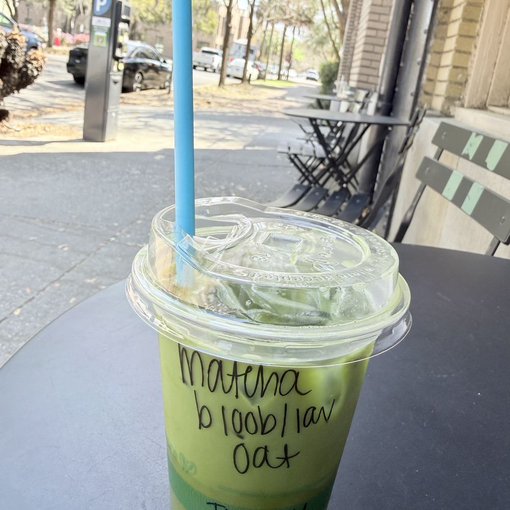 Sentient Bean - Blueberry lavender iced matcha with oat milk, yum - Coffee & Tea Near Me - Savannah, Georgia Sentient Bean - Blueberry lavender iced matcha with oat milk, yum - Coffee & Tea Near Me - Savannah, Georgia