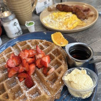 Toast Cafe & Grill - Make It a Combo Waffle with bacon and 2 eggs - Breakfast & Brunch Near Me - Pleasanton, California Toast Cafe & Grill - Make It a Combo Waffle with bacon and 2 eggs - Breakfast & Brunch Near Me - Pleasanton, California