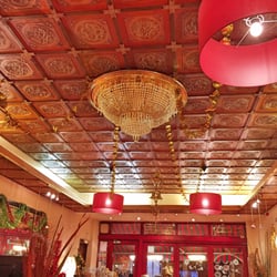 Shanghai - View of the ceiling. Many other Chinese artefacts make it look like a typical "Chinese" restaurant.