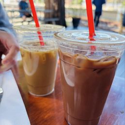 L to R: Vietnamese iced coffee and Mexican mocha with almond milk L to R: Vietnamese iced coffee and Mexican mocha with almond milk