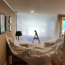 Potential Energy - Plastic partitions to keep the dust from going all over our house.