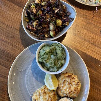 Ketch 22 - Crab cake dinner w/Brussels sprouts (+$7) and cucumbers - Seafood Near Me - North Beach, Maryland Ketch 22 - Crab cake dinner w/Brussels sprouts (+$7) and cucumbers - Seafood Near Me - North Beach, Maryland