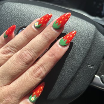 Green Ivy Nails & Spa - New set with Strawberry design - Nail Salons Near Me - Temecula, California