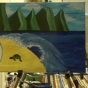 Mai Tai's and Monet - my finished painting (i'm not an artist, but it was still fun) - Art Classes Near Me Mai Tai's and Monet - my finished painting (i'm not an artist, but it was still fun) - Art Classes Near Me