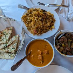 Cumin - Garlic naan, veg biryani, chicken Tikka masala, bhindi masala