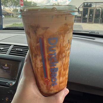 Dutch Bros Coffee - Sugar free Golden Eagle with oat milk and extra sugar free drizz - Coffee & Tea Near Me - Fresno, California