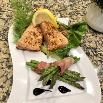Cuisine With Colleen - Fennel,crusted salmon with prosciutto wrapped asparagus and balsamic reduction - Personal Chefs Near Me Cuisine With Colleen - Fennel,crusted salmon with prosciutto wrapped asparagus and balsamic reduction - Personal Chefs Near Me