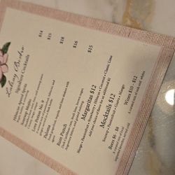 Drinks menu