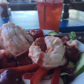Rose Cove Cafe - Salad, adult beverage on the patio - Seafood Near Me - Ogunquit, Maine