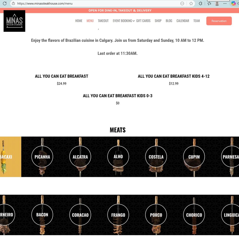 Minas Brazilian Steakhouse - misleading info on their website - Steakhouses Near Me - Calgary, Alberta Minas Brazilian Steakhouse - misleading info on their website - Steakhouses Near Me - Calgary, Alberta