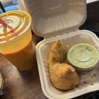 Azaad Indian Cuisine - mango lassi and samosas - Indian Near Me - Riverside, California Azaad Indian Cuisine - mango lassi and samosas - Indian Near Me - Riverside, California