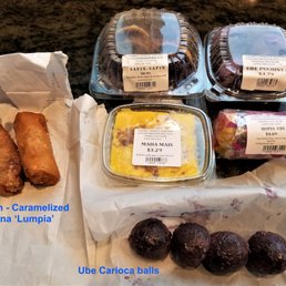 Turon, Sapin-Sapin, Ube Puchinta, Maha Mais, Hopia Ube, Ube Carioca Balls Turon, Sapin-Sapin, Ube Puchinta, Maha Mais, Hopia Ube, Ube Carioca Balls