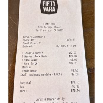 Fifty Vara - Cocktail Bars Near Me - San Francisco, California