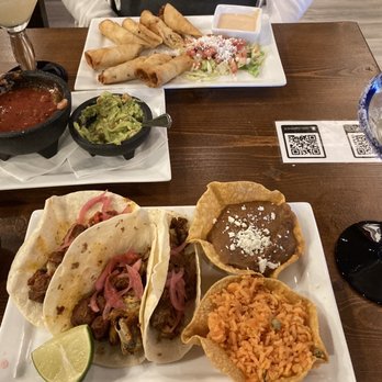 Madero Cantina Norwin - Top plate is the appetizer flautas for dinner. Bottom plate are Tacos de Cochinita's w/ rice & beans in their own mini taco bowls. - Mexican Near Me - North Huntingdon, Pennsylvania Madero Cantina Norwin - Top plate is the appetizer flautas for dinner. Bottom plate are Tacos de Cochinita's w/ rice & beans in their own mini taco bowls. - Mexican Near Me - North Huntingdon, Pennsylvania