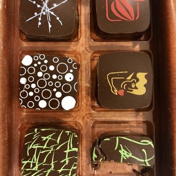 L' Atelier Du Chocolat - 6 chocolates for $15, ate half of one already - Chocolatiers & Shops Near Me - Jersey City, New Jersey L' Atelier Du Chocolat - 6 chocolates for $15, ate half of one already - Chocolatiers & Shops Near Me - Jersey City, New Jersey