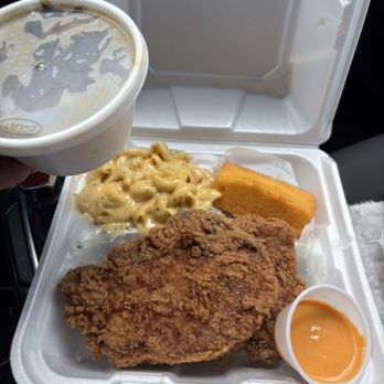 Butter Funk Kitchen - 2 pork chops, mac & cheese, cornbread  Greens - Southern Near Me - Houston, Texas