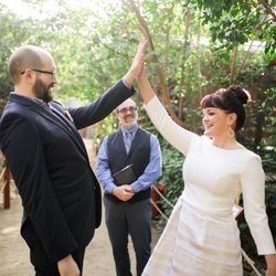 LA Wedding Celebrant - At the end of our elopement ceremony at the Wildlife Learning Center in Sylmar! Photo by Amy Gray.