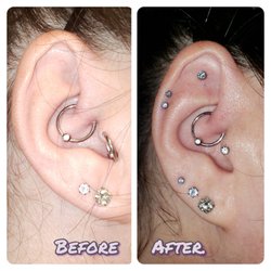 Obsidian Tattoo & Piercing Parlor - I showed Pat pictures of what I wanted and I'm so happy with the results! Here are before and after photos. :)