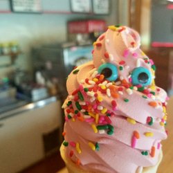 Sardis Dairy Bar - Raspberry Ice Cream Cone w/ Sprinkles & Eyes