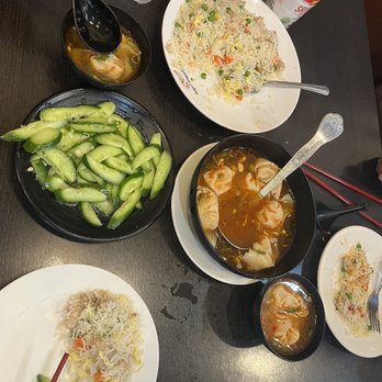 Super Juicy Dumplings - spicy wonton soup, chicken fried rice, Cucumber with Garlic Sauce, Juicy Pork Dumplings (Non-Sweet) - Dim Sum Near Me - Brea, California