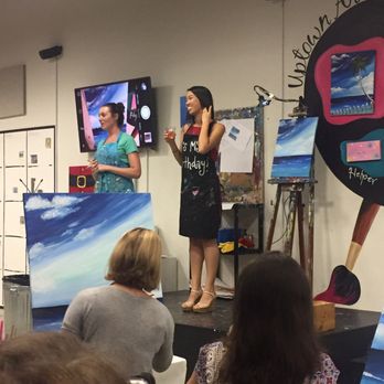Uptown Art - Calls the birthdays up on stage - Paint & Sip Near Me - West Palm Beach, Florida