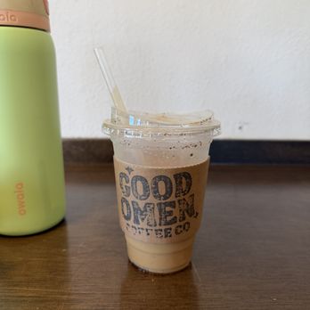 Good Omen Coffee Co - Iced honey cinnamon latte with oat milk -- delicious! - Cafes Near Me - San Diego, California