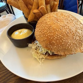 Leon's - Lucie's Burger.  Mix of lamb and beef.  Pretty good.  Fries very good - "meaty" and well-cooked.  Nicely, and gently, spiced. - Italian Near Me - New York, New York