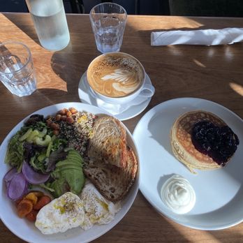 Massilia - Breakfast bowl Blueberry pancakes Baklava latte - French Near Me - Los Angeles, California Massilia - Breakfast bowl Blueberry pancakes Baklava latte - French Near Me - Los Angeles, California