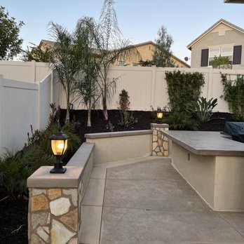 CR Pacific Landscape Design and Construction - Back yard: Retaining wall, pillars with lights. - Landscaping Near Me - Murrieta, California