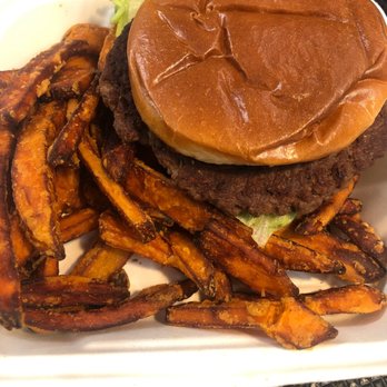 Mile High Cafe - V-Burger with Sweet Potato Fries - Asian Fusion Near Me - Idyllwild, California Mile High Cafe - V-Burger with Sweet Potato Fries - Asian Fusion Near Me - Idyllwild, California