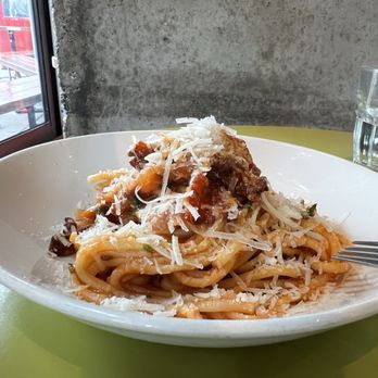 a Mano - Bucatini all' amatriciana with guanciale - Italian Near Me - San Francisco, California