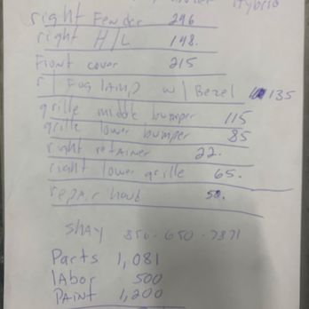 Frank's Autobody - This is the price Quote for my car that I don't have right now but I'm gonna save the money and get my car fixed from a hit-and-run. - Body Shops Near Me - Camden, New Jersey Frank's Autobody - This is the price Quote for my car that I don't have right now but I'm gonna save the money and get my car fixed from a hit-and-run. - Body Shops Near Me - Camden, New Jersey