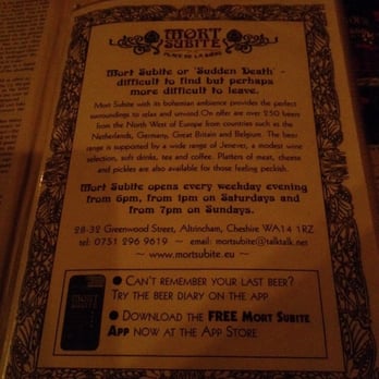 Mort Subite - It's very dark down there - Bars Near Me - Altrincham, XGM