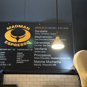 Madman Espresso - creative latte menu - Coffee & Tea Near Me - New York, New York Madman Espresso - creative latte menu - Coffee & Tea Near Me - New York, New York