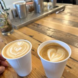 Cappuccino and 8oz vanilla latte