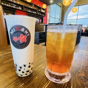 Misaki - Ramen - Coconut Milk Tea w/boba & Iced Green Tea - Ramen Near Me - Round Rock, Texas