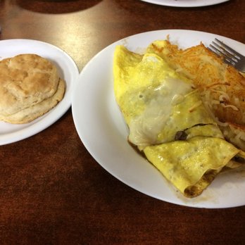 Carlico Cafe - Philly cheesesteak omelette with hash browns and a biscuit. - American Near Me - Gonzales, Louisiana Carlico Cafe - Philly cheesesteak omelette with hash browns and a biscuit. - American Near Me - Gonzales, Louisiana