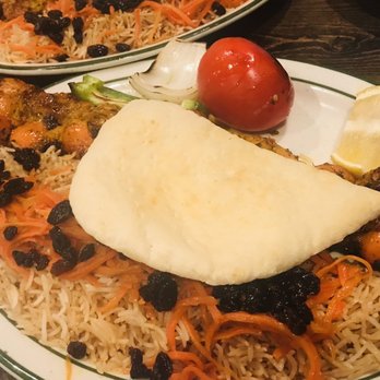 Kabul House - Platter with Afghan Rice and chicken kabobs - Afghan Near Me - Evanston, Illinois Kabul House - Platter with Afghan Rice and chicken kabobs - Afghan Near Me - Evanston, Illinois