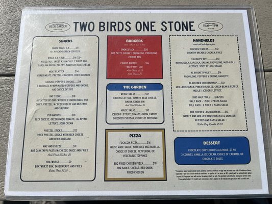 Menu photo 1 Two Birds One Stone Kansas City, MO