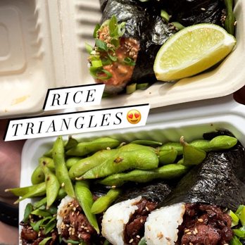 Oori Triangles - Bbq Short Rib Triangle, edamame and spicy ahi tuna - Japanese Near Me - Albany, California Oori Triangles - Bbq Short Rib Triangle, edamame and spicy ahi tuna - Japanese Near Me - Albany, California