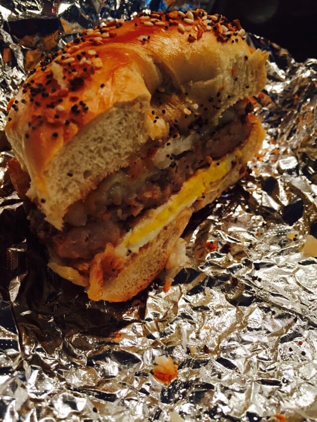 The stack with everything bagel to go Yelp