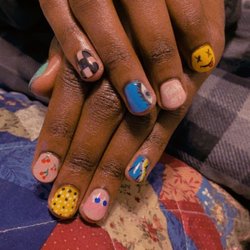 Manicure with hand painted nail art