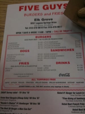 Menu photo 8 Five Guys Elk Grove, CA