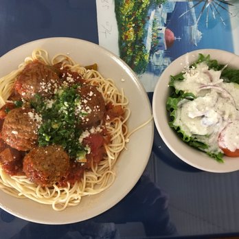 Plaka Greek Cafe - Lunch! Great meatballs but lukewarm pasta. - Greek Near Me - Georgetown, Texas