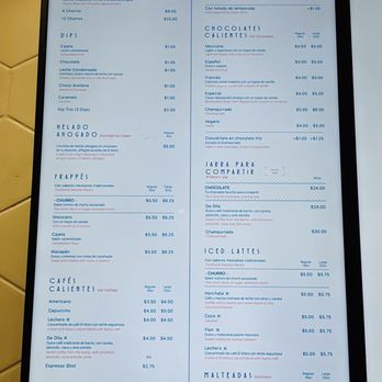 El Moro Churrería - Menu as of 6/27/24 - Desserts Near Me - Costa Mesa, California